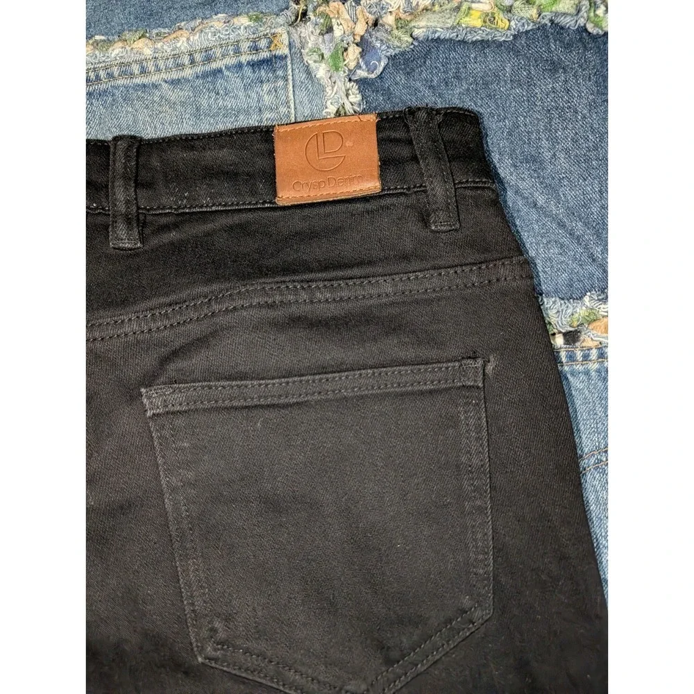 Crysp Denim Jeans Black Distressed Rip Moto Skinny Fit Men's 31 (32x29)‎